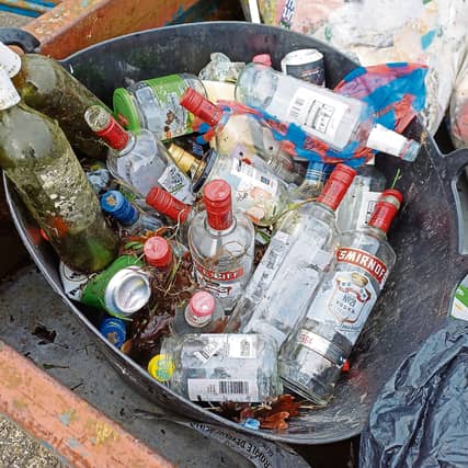 Some of the litter that Askeaton Community Council vice-chairman Joe Whelan collected near Reilig Mhuire