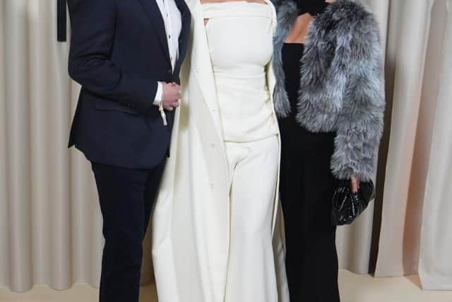 At the event in London’s Leicester Square, Hague wore a long, all-white outfit, while Higgins, who also appeared on Love Island, wore a short black dress.