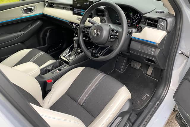 I was impressed with the hybrid setup’s very good fuel economy. It includes short city driving using electricity alone before the system automatically switches to petrol power. The car charges up as you drive. Steering is accurate and well weighted. Drive modes are Sport, Normal and Eco.