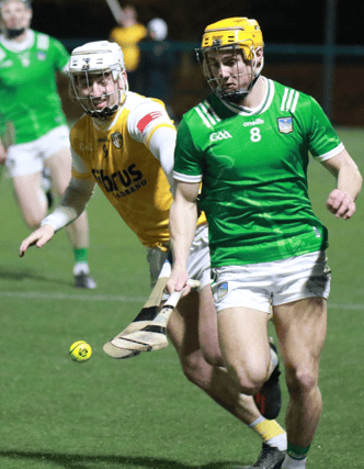 Limerick's Adam English in action against Antrim during a challenge match between the counties on Friday night, PICTURE: Brendan Gleeson