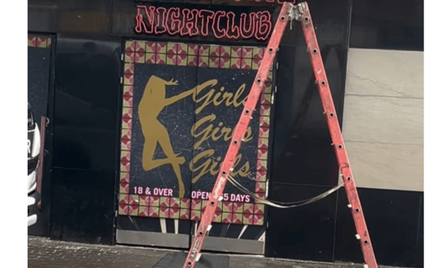 Some of the provocative signage which has been erected at the city nightclub