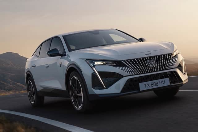 The new 5008 7-seater SUV is available with hybrid and fully electric powertrains, the electric version offering up to 502km of range. A larger battery version with 668km range is coming and a long-range version of the Peugeot E-3008 will arrive in Q1. Peugeot has completed its EV line-up with the E-408 (pictured below), a fully electric version of its 408 with a range of up to 453km.
