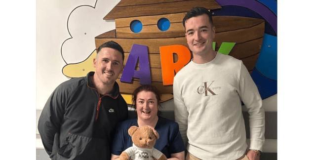 Limerick hurlers Darragh O'Donovan and Kyle Hayes visiting the Children's Ark this Christmas Eve