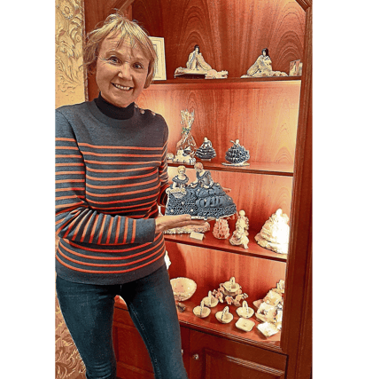 Sabina Saar pictured preparing for the Christmas sale event at Irish Dresden's factory in Dromcollogher in 2019