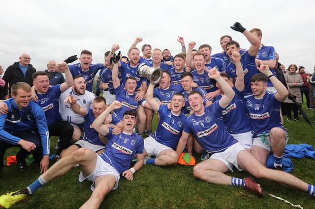 Rathkeale celebrate their intermediate final victory over Galbally in Ballyagran | PICTURE: Brendan Gleeson