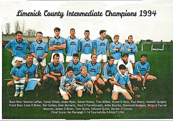 The Na Piarsaigh squad which defeated Tournafulla in the 1994 Limerick intermediate hurling championship final