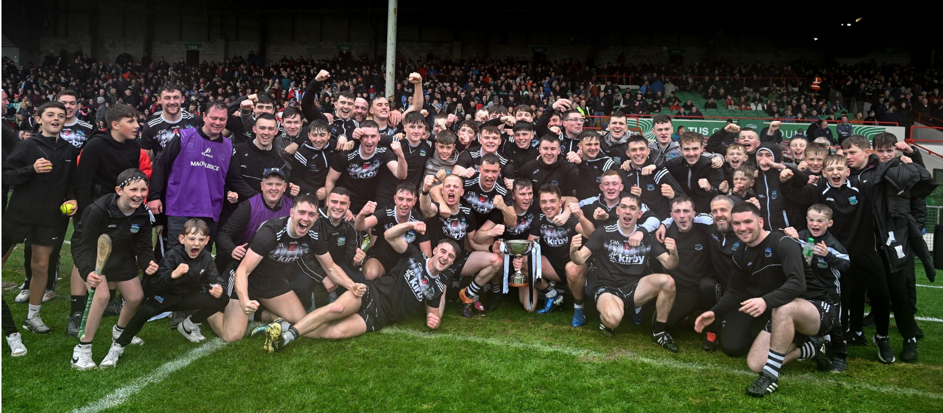 Newcastle West players celebrate after their Lyons of Limerick County Premier Intermediate Hurling Championship final win over Garryspillane at the TUS Gaelic Grounds | PICTURE: Sportsfile