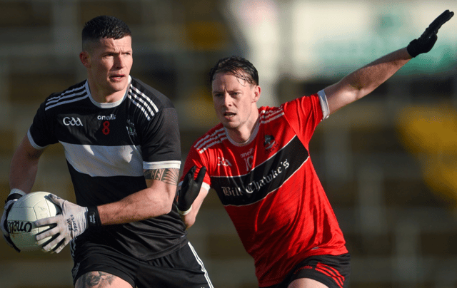 Iain Corbett, of Newcastle West in action against Shane Costello, of Adare during last year's Limerick SFC final, PICTURE: Sportsfile