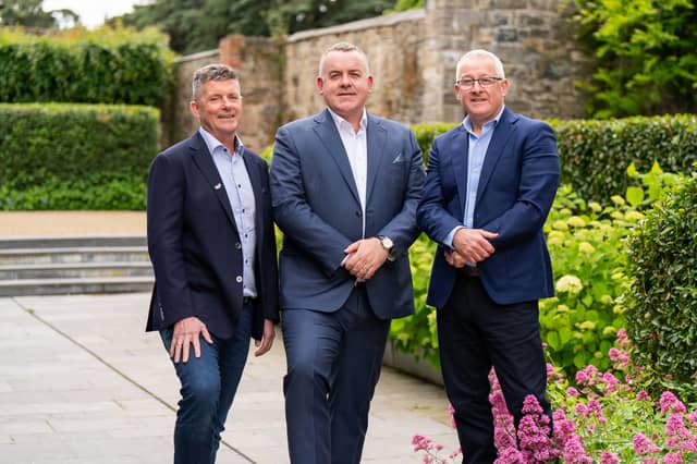 Executive chairman at Kirby Group Engineering Jimmy Kirby, Henry McCann, group operations director, and soon to be chief executive and outgoing chief executive Mark Flanagan
