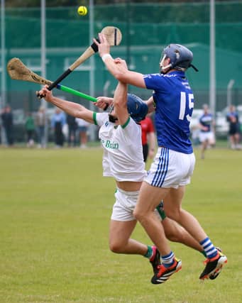 Dromin-Athlacca's David Reidy competes for possession against Ballybrown in the Group 2 Limerick SHC fixture at Claughaun on Sunday| PICTURE: Brendan Gleeson