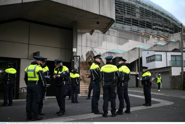Gardaí outside the Aviva Stadium in Dublin PIC: Sportsfile