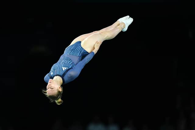 Page was the penultimate gymnast to compete in the final at Bercy Arena and she cried and leapt with joy after her score of 56.480 was confirmed.