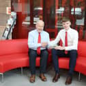 TUS student and scholarship recipient Darragh O’Callaghan from Shannon with EI founder and chief executive Mick Guinee