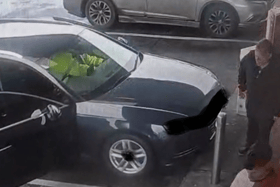 A still from the CCTV taken from outside the garage in Castletroy, run by Shane Gleeson, pictured right