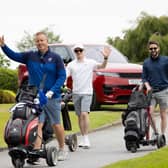 John McInerney, captain, Lahinch Golf Club leads the PAFS Ireland Ltd team onto the fairways of Shannon Golf Club at the Shannon Chamber’s annual golf classic | PICTURE: Eamon Ward