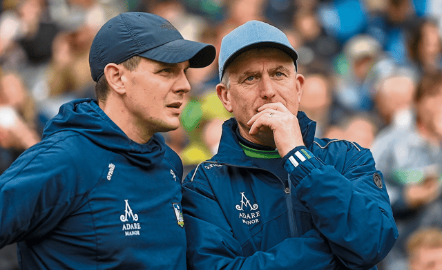 Putting their heads together: John Kiely and Paul Kinnerk will be doing their utmost this week to see Limerick secure a victory over Waterford l PICTURE: Sportsfile