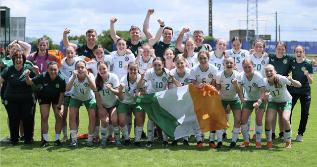 The Ireland U16s women's squad which defeated France 1-0 in the Estadio de Medideira in Portugal