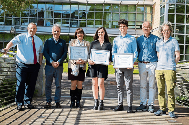 Dan Murphy, AxisBic, Declan Fox, AxisBic, Sharon Coffee, Gillian O'Donnell, Timothy McGrath, Prof Gregory Provan and Dr John O'Mullane at the awards ceremony I PICTURE: Rubén Tapia/UCCTV