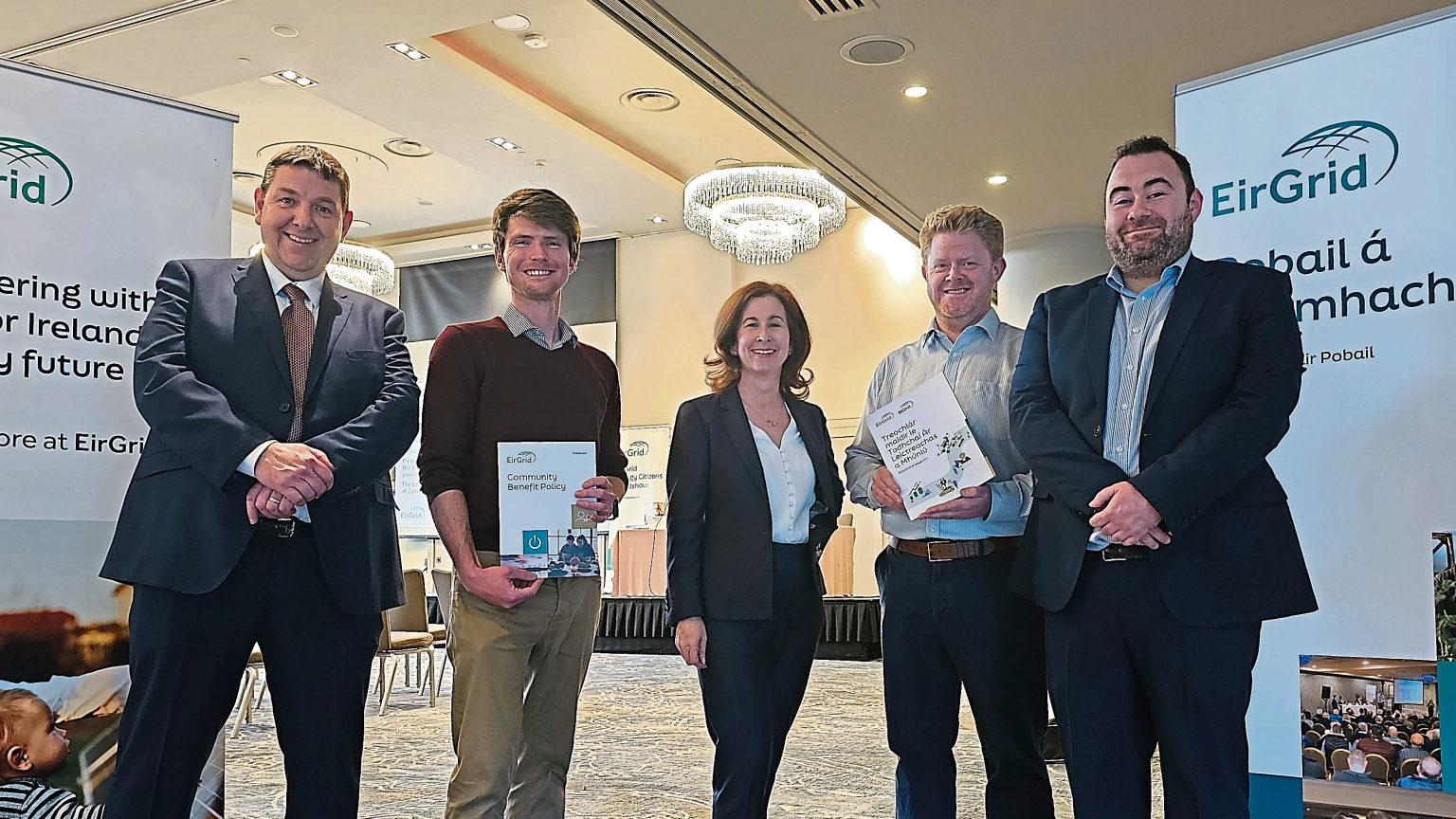 Kieran Reeves, Limerick City and County Council, Sean Sweeney, SEAI, Sarah Carey, MC, Derek Carroll, network design manager, EirGrid and Alan Keegan, ESB Networks