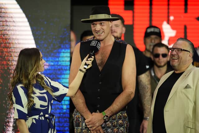 But the ‘Gypsy King’ hit back when he arrived on stage for the rivals’ first public appearance since arriving in Saudi Arabia.