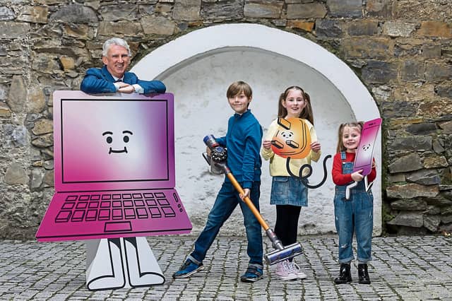 Weee Ireland chief executive Leo Donovan, Ethan Holmes and Sienna Lavery, both 10 plus Freya Lavery, 6 | PICTURE: Shane O'Neill/Coalesce