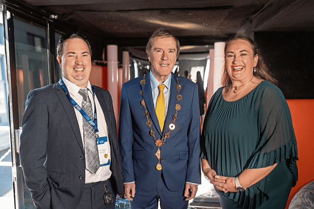 ASD Ireland founder Keith Enright, Mayor of Limerick Gerald Mitchell and All-Ireland business foundation chief executive Elaine Carroll l PICTURE: Marie Keating