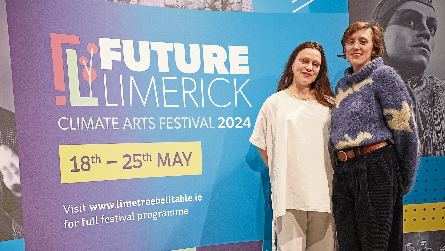 Eva O'Connor and Hildegard Ryan, festival curators,  at the launch of Future Limerick: Climate Arts Festival at Belltable