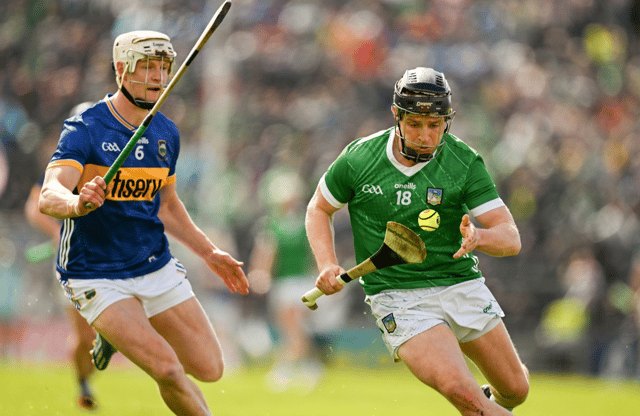 Peter Casey of Limerick in action against Bryan O'Mara of Tipperary during the Munster GAA Hurling Senior Championship game in the TUS Gaelic Grounds | PICTURE: Sportsfile