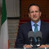 Leo Varadkar update on the Covid-19 restrictions on May 1 at Government Buildings