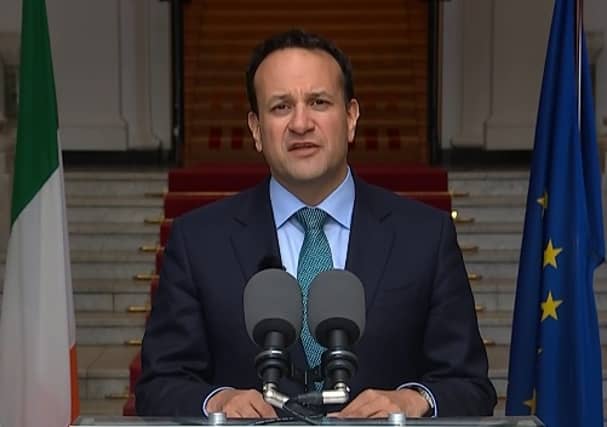 Leo Varadkar update on the Covid-19 restrictions on May 1 at Government Buildings