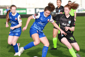 Jillian Anne Tegan O'Toole shows a neat touch for Treaty Utd against DLR Waves in their Women's Premier Division fixture at Markets Field on Saturday | PICTURE: Brendan Gleeson