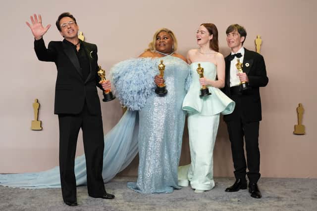 Emma Stone was named best actress for the surreal comedy Poor Things, directed by Yorgos Lanthimos, about a woman who is given the brain of a baby.