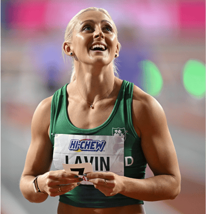 Limerick sprint hurdler Sarah Lavin reacts after finishing fifth in the Women's 60m Hurdles Final at the World Indoor Athletics Championships in Glasgow on Sunday evening | PICTURE: Sportsfile