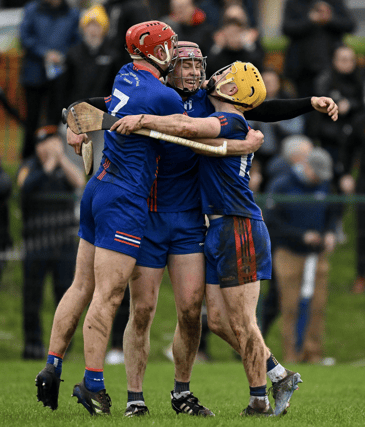 MICL players, from left, Ronan Power, Shane O’Brien and Shane Meehan celebrate at the final whistle of the Fitzgibbon Cup final in Abbeydorney last month | PICTURE: Sportsfile