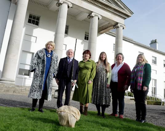 President Michael D Higgins pictured with representatives of Irish Seed Savers Association