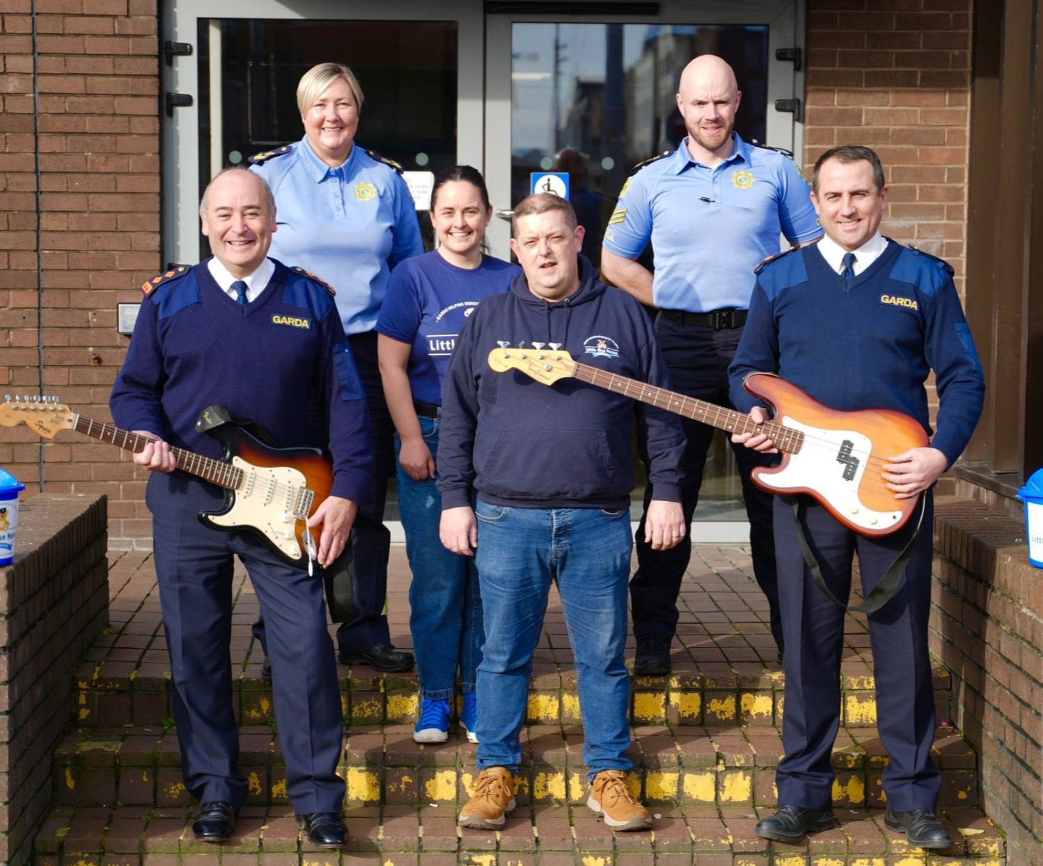 Ready to rock: Chief Superintendent Derek Smart,  Sergeant Karen Doherty,  Lucy Pratt and John Talbot, garda staff,  Sergeant Gavin McDonnell, and Superintendent Andrew Lacey