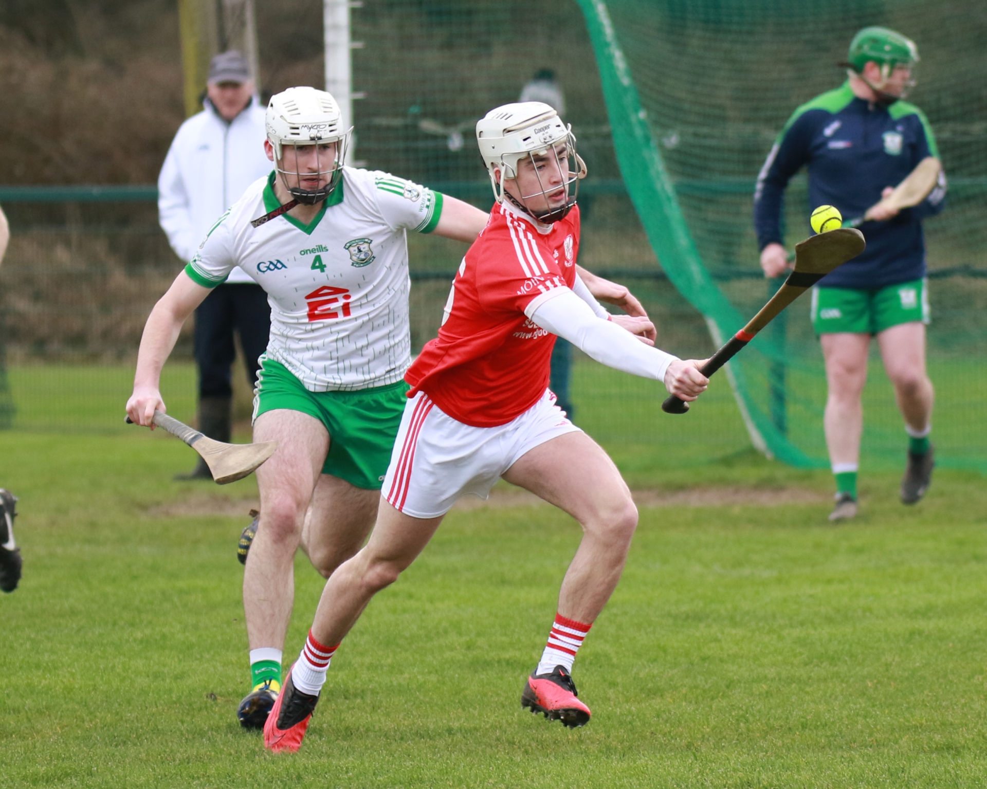 Monaleen's Max Ivory in action against Wolfe Tones in the Munster Junior B semi-final in Raheenagh PICTURE: Brendan Gleeson