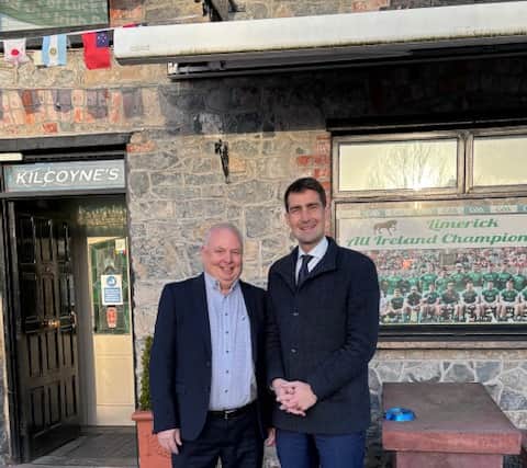 He recently put down a motion advocating for the installation of sound barriers along the new railway line that runs through Dooradoyle and Patrickswell, connecting to Shannon Foynes Port. Cllr Kilcoyne (pictured below with Minister of State Jack Chambers) believes that this measure would help mitigate noise pollution for the residents in these areas.