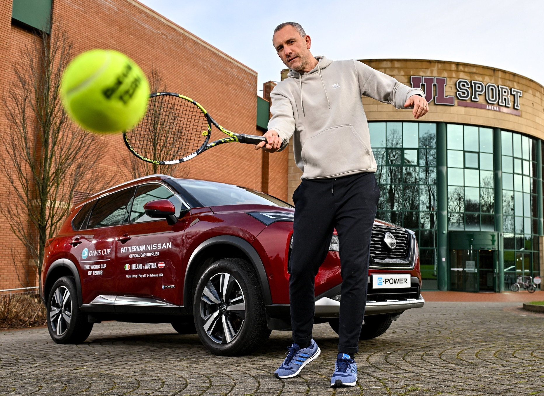Ireland Team Captain Conor Niland at UL Arena as Pat Tiernan Nissan is named as the Official Car Supplier for the Davis Cup match between Ireland and Austria at UL this weekend | PICTURE: Sportsfile