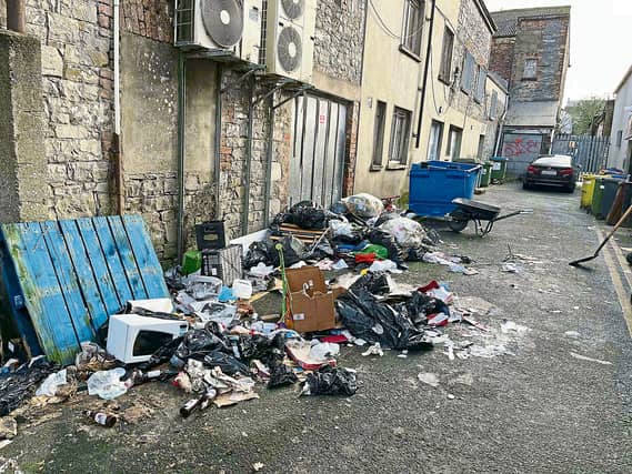 An alleyway just off of Little Catherine Street in the city that was heavily littered last year