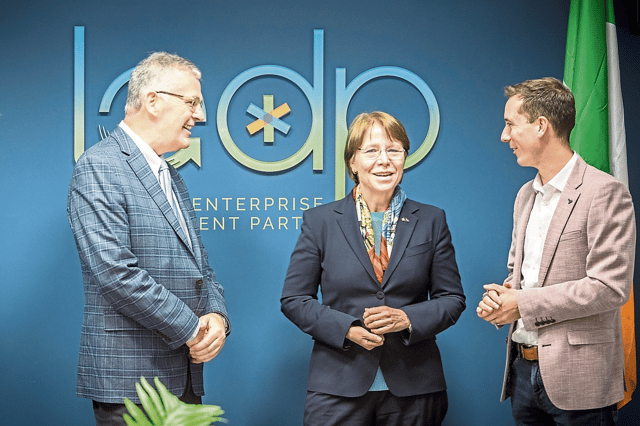Dutch ambassador Maaike van Koldam meets LEDP CEO Niall O'Callaghan at their campus in Roxboro PICTURE: Keith Wiseman