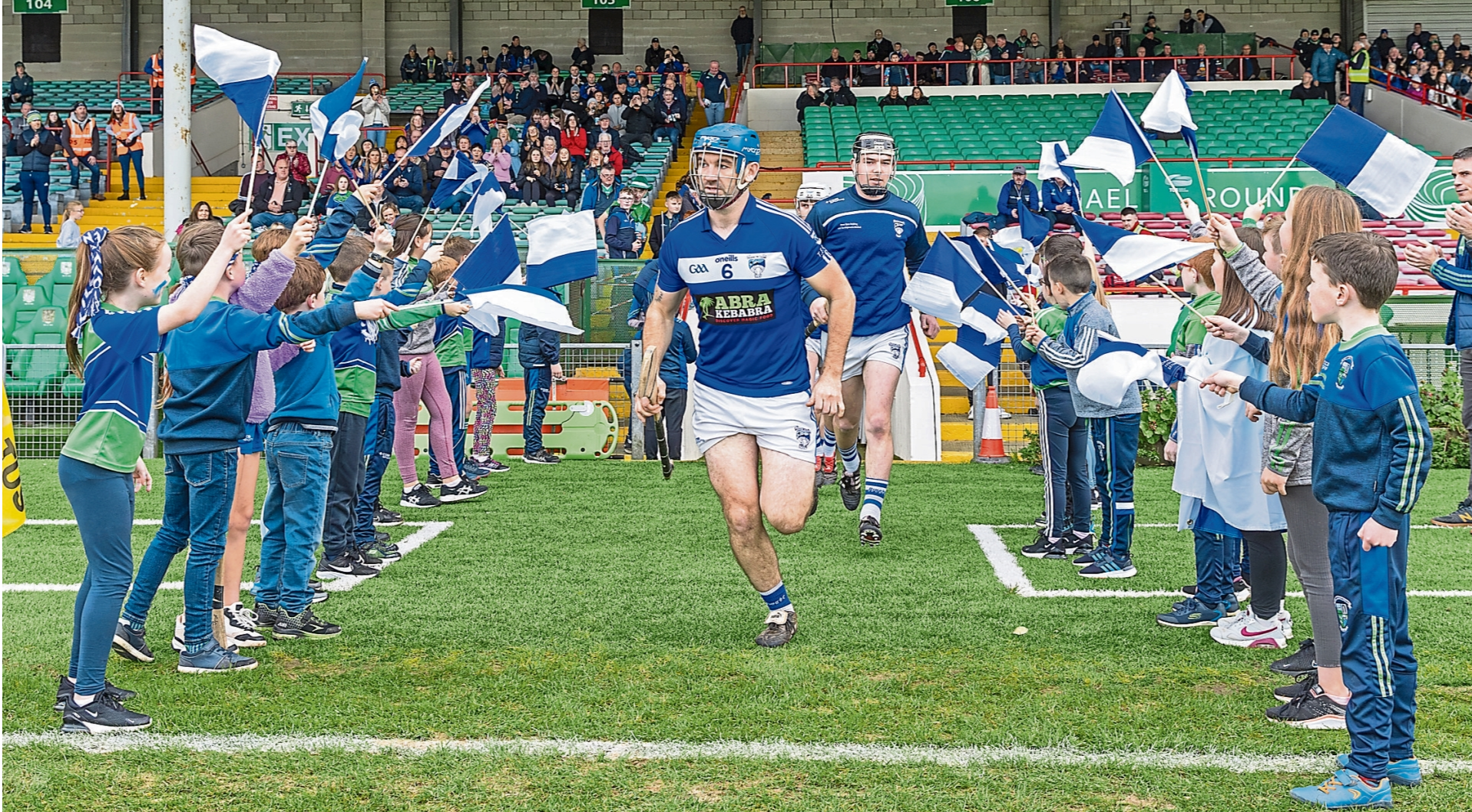 Dromin-Athlacca captain Peter Ryan leads his team out for their Limerick IHC final meeting with Blackrock at the TUS Gaelic Grounds last month | PICTURE: Kieran Ryan-Benson