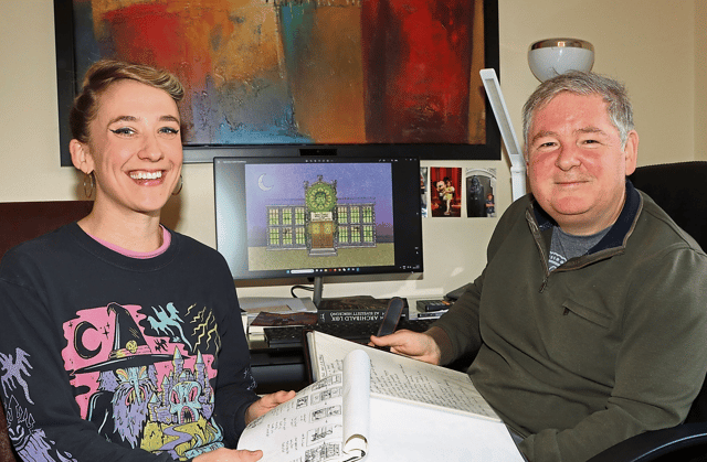 Limerick artist Eva Byrne with bestselling author Darren Shan with storyboards for their first picture book The Terrified Troll Picture: Adrian Butler