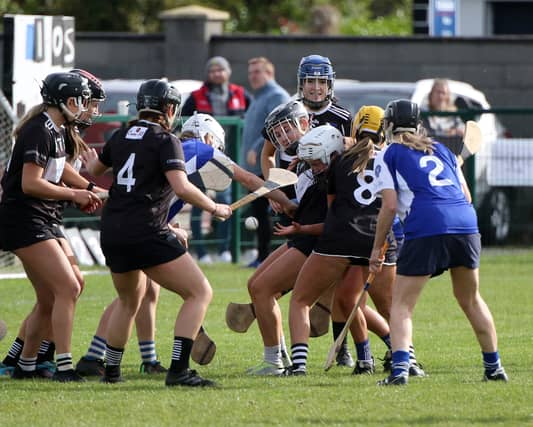 Action from Newcastle West's Limerick senior camogie final victory over Killeedy at Ballyagran last month | PICTURE: Brendan Gleeson.