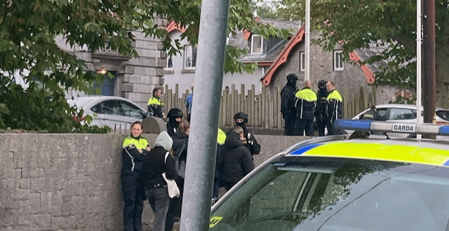 The scene outside Newcastle West Court this Saturday