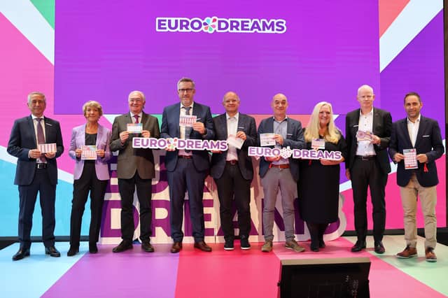 Pictured at the launch at the Gustave Eiffel hall on the first floor of the Eiffel Tower in Paris was Andrew Algeo (Centre), Chief Executive Officer of the National Lottery