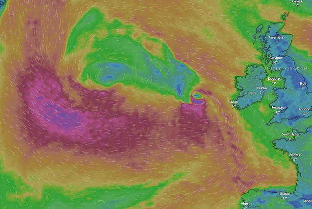 Ireland weather: 'Low pressure' predicted with brutal rain and winds to batter Ireland PIC: Windy.com