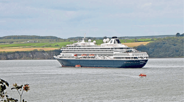 A cruise ship in the Shannon Estuary in 2019