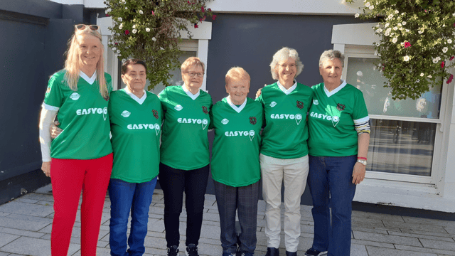 Six Limerick women who represented Ireland in 1973 from, left to right, Geraldine Grace, Mary Gavin, Mary Joyce, Pauline Maher, Freda Noonan and Marion Slattery.