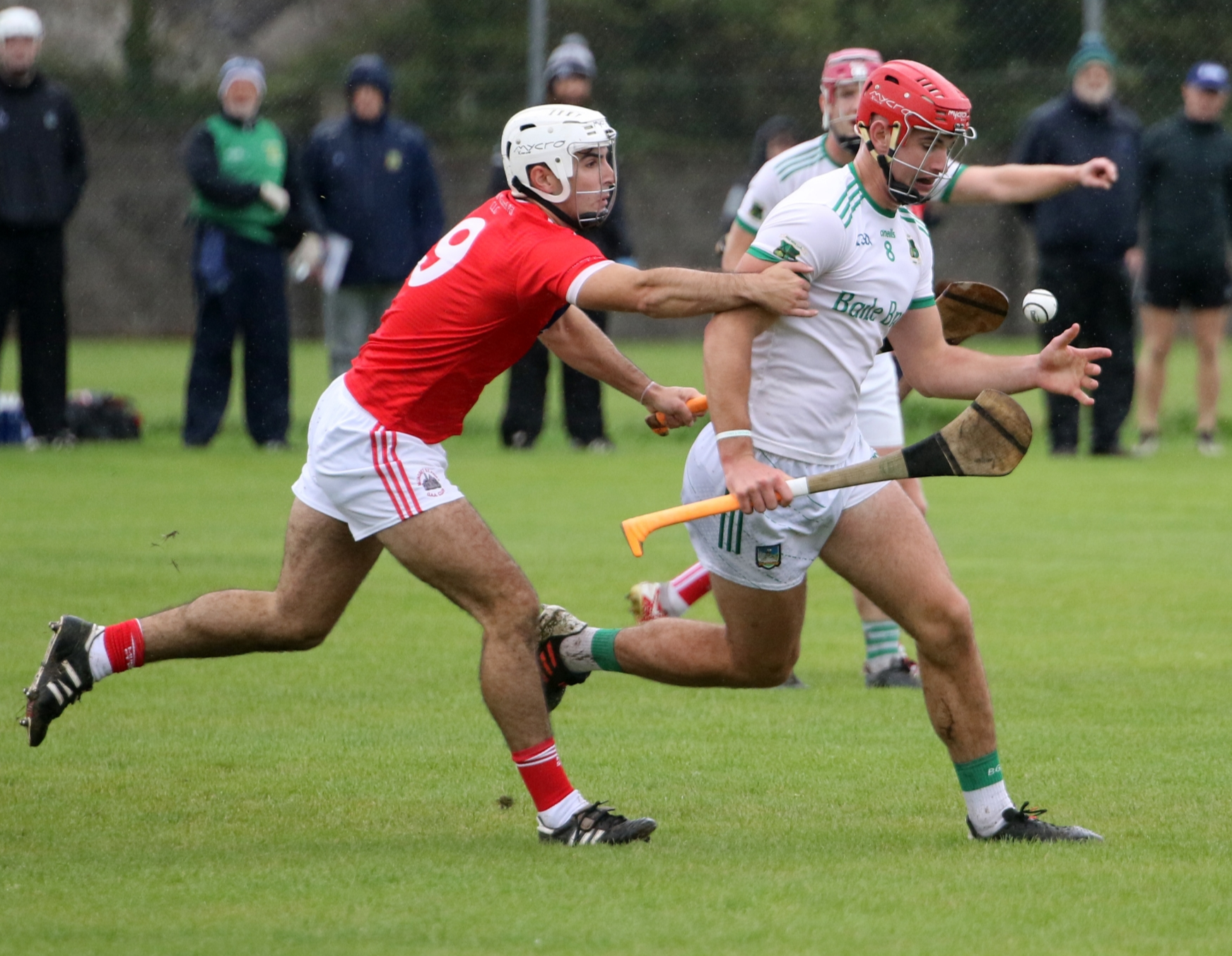 Ballybrown's Colin Coughlan in action against Mungret's Rory Duff during their meeting last week. PICTURE: Brendan Gleeson
